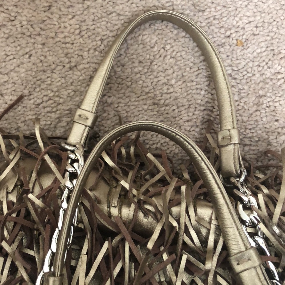 Michael kors bag. Soft metallic leather fringe and beads. With bag.authentic - Picture 2 of 12